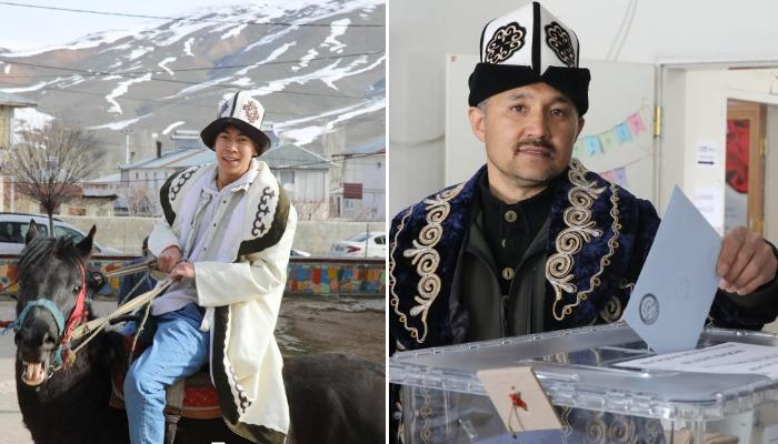 Түркиядагы&nbsp; шайлоодо этникалык кыргыздар ат менен келип добуш беришти (Сүрөт)